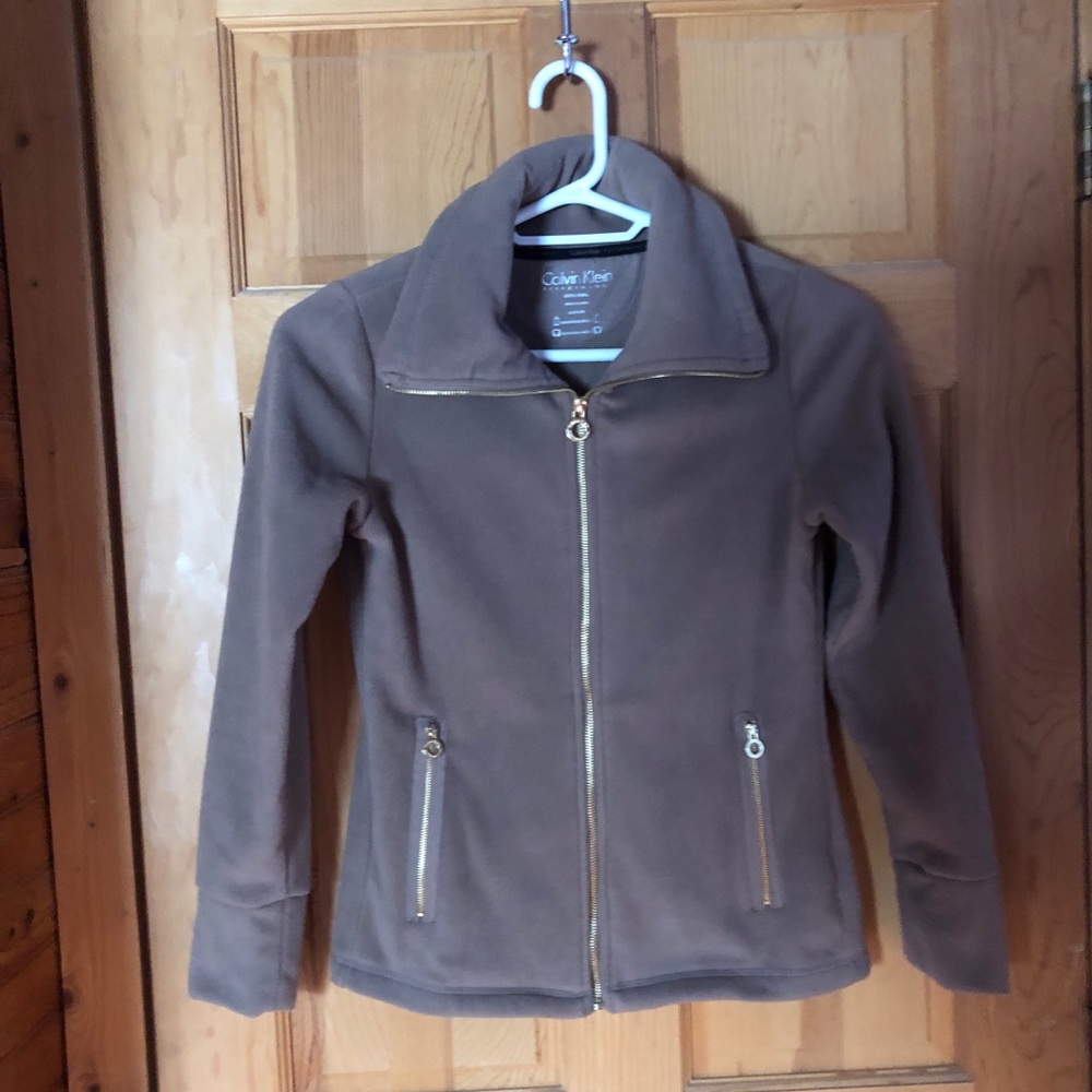 Calvin Klein, taupe zip up fleece, Sz Extra Small